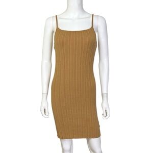 House of Harlow 1960 Rib Knit Mini Dress in Camel - sz Large